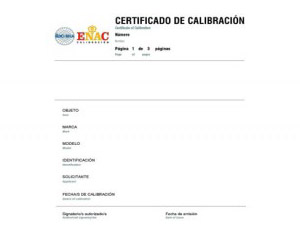 Certificados de calibración